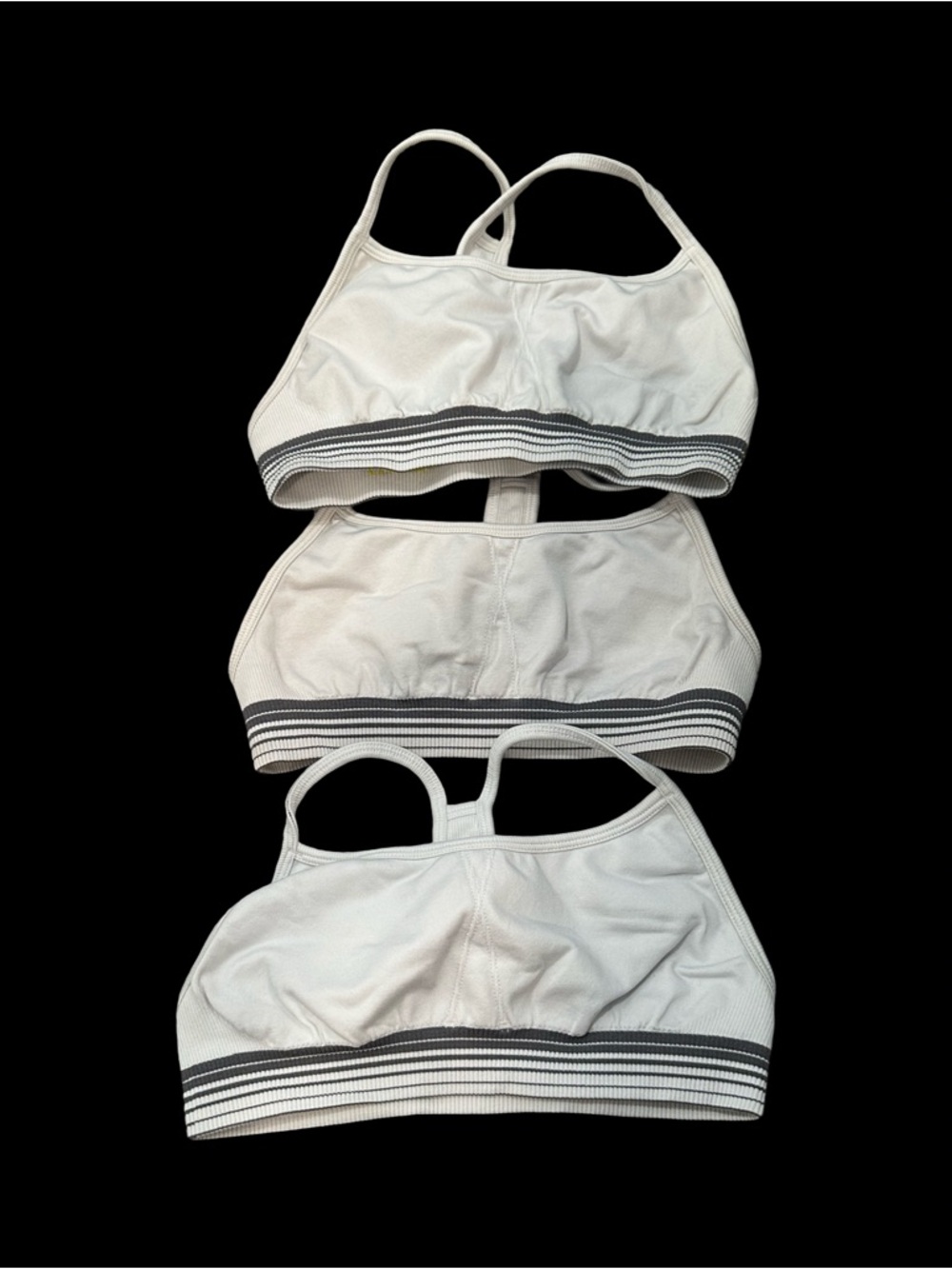 EUC Athleta Girl M/8-10 White Sports Bralette with Striped Band- Set of 3